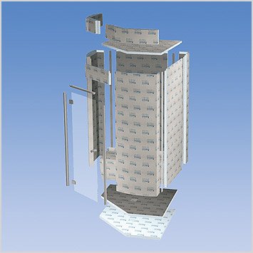Cabine, corner installation
