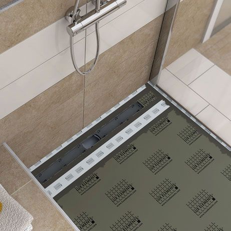 LUX ELEMENTS Bodenablaufrinne TUB-LINE RT 90x20 Cm | Für Dusche Im Estrich, Drehbarer Abdecksteg Inklusive